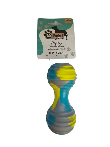 Mr. Pretzel Zabawka hantel gumowy  twardy dla psa 14cm