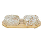 Trixie zestaw Miski ceramiczne dla psa na stojaku bambusowym 2x800ml