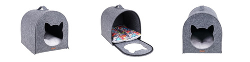amiplay Domek dla kota Quick Press 2in1 Hygge Cat 33x42x36cm Szary