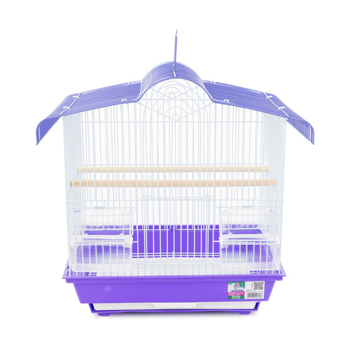 Klatka dla ptaków, zaokrąglona, fioletowo-biała,  wym. 36 x 28.8 x 40,2cm
