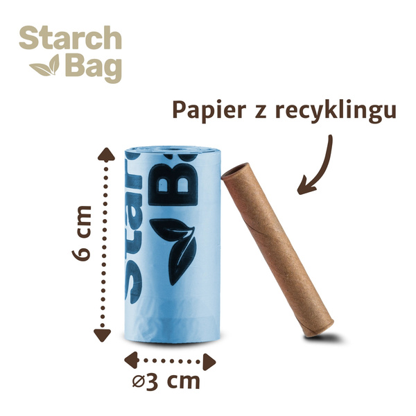 STARCHBAG Kompostowalne BIOworki na odchody 1 rolka x 15szt, kol. błękit