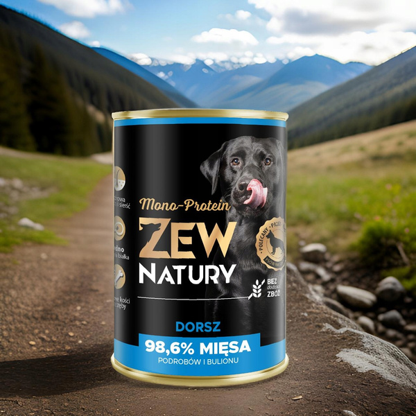 Karma dla Psa Mokra ZEW NATURY 400g Dorsz Cała Ryba dla Dorosłych Psów