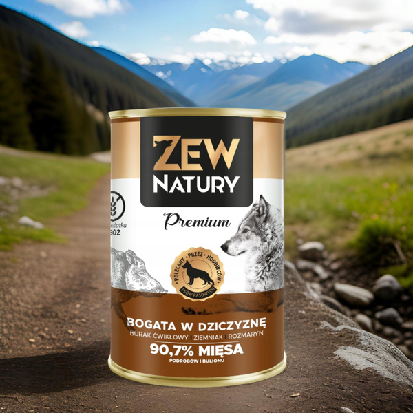 Mokra Karma Dla Psa ZEW NATURY 400g Bogata w Dziczyznę Dla Dorosłych Psów