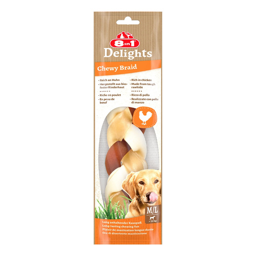 Przysmak 8in1 Delights pleciony sznur Chewy Braid dla psa M/L 80g