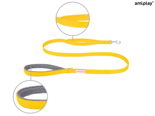 amiplay Smycz Samba Taśma XL 150x2,5cm Żółty