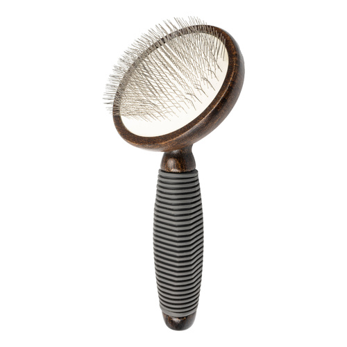 Ekskluzywna szczotka pudlówka, dla zwierząt, drewno bukowe, stal, tworzywo TPR, wym. 9,1x17,9cm