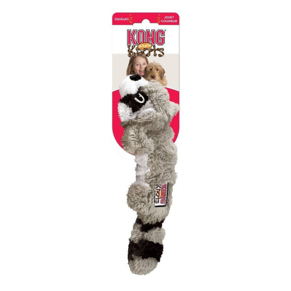 KONG Zabawka dla psa Knots Scrunch Raccoon SZOP Piszczałka Lina M/L 37cm