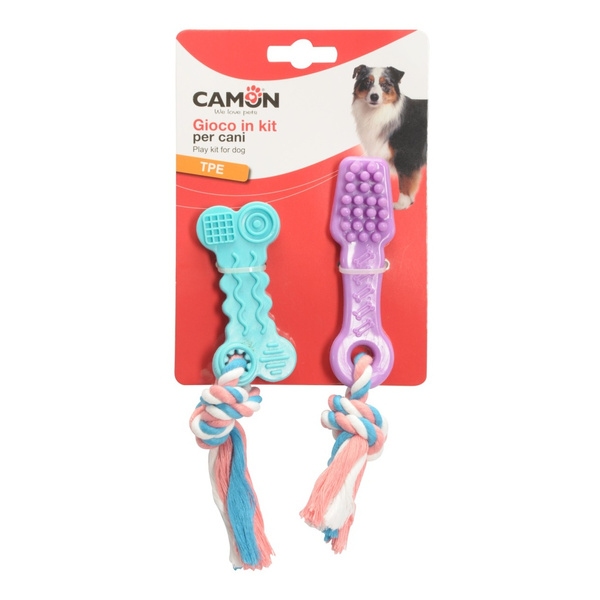 CAMON TPE KOŚĆ I SZCZOTECZKA Z LINĄ 10cm AD0469