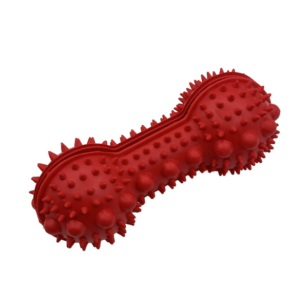 Mr. Pretzel Zabawka hantel gumowy na przysmaki z kolcami twardy dla psa 15cm