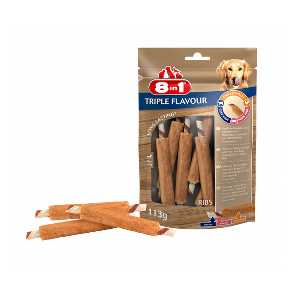 8in1 Przysmak dla psa żeberka Triple Flavour Ribs 6 szt.