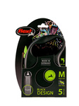 FLEXI Smycz automatyczna Black Design M taśma 5m/ 25kg zielony