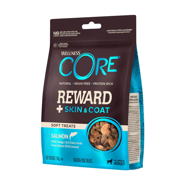 Wellness CORE Reward+ Skin and Coat przysmak dla psów dorosłych łosoś 170g