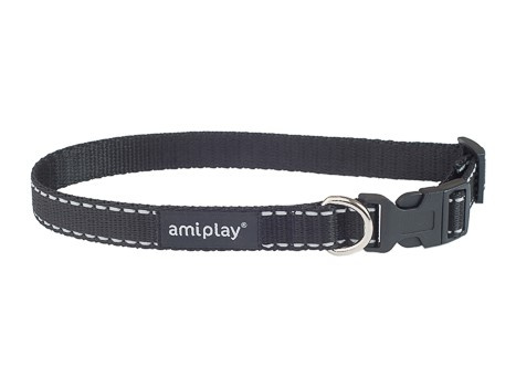 amiplay Obroża regulowana Reflective XL 45-70x2,5 Czarny