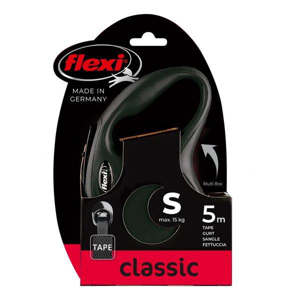 FLEXI Smycz automatyczna dla psa NEW CLASSIC taśma S 5m czarna