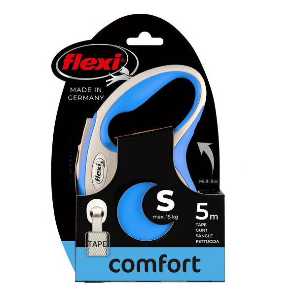 FLEXI Smycz automatyczna dla psa New Comfort S taśma 5 m kol. niebieski