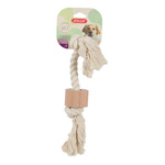 ZOLUX Zabawka sznurowa dla psa 2 węzły z drewnianym krążkiem WILD 34 cm