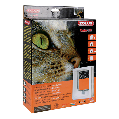 Zolux Drzwiczki dla kota z tunelem do drzwi drewnianych białe