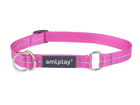 amiplay Obroża półzaciskowa Reflective M 25-40x1,5cm Rożowy