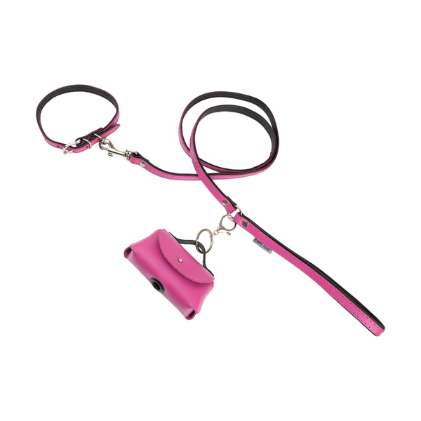 Barry King Obroża skórzana dla psa, różowy/czarny, M-L, 16mm/45cm