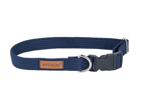 amiplay Obroża regulowana Cotton M 35-50x2cm Granatowy