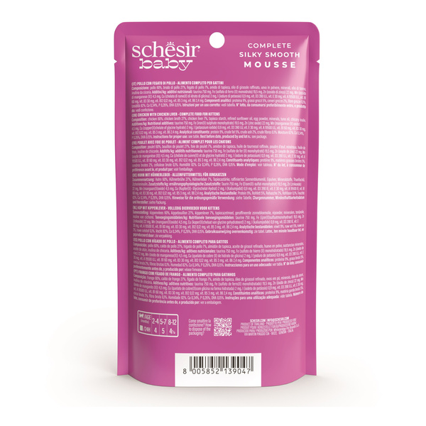 Schesir Baby Mousse karma mokra dla kociąt kurczak z wątróbką 70 g