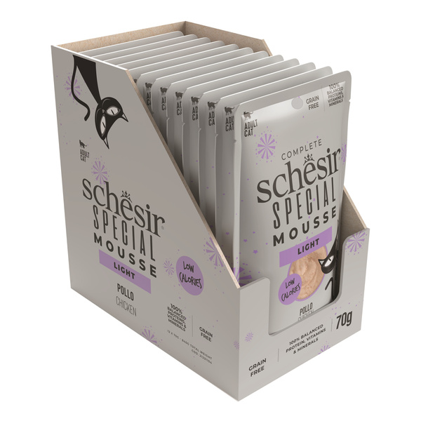 Schesir Special Mousse Light karma mokra dla kota kurczak i indyk z dynią 70 g
