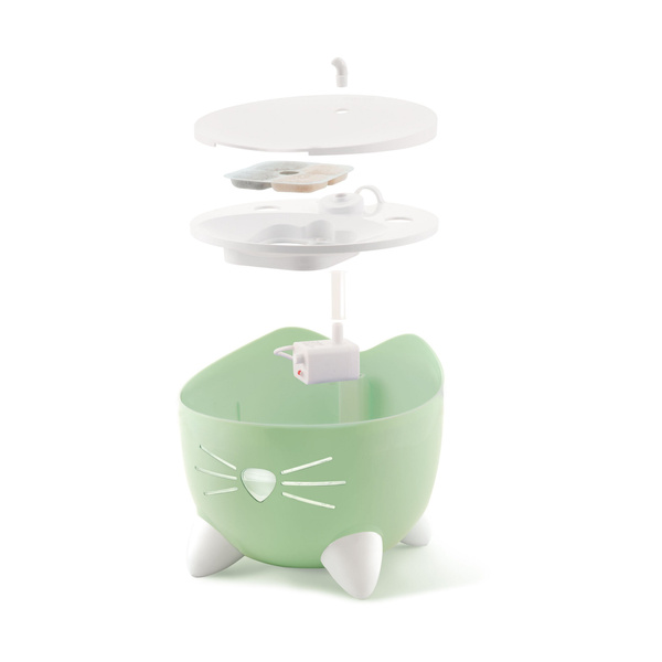 CatIt Pixi Fountain Combo, zestaw poidło Pixi 2,5l + miska, miętowo-zielony, GRATIS opakowanie filtrów CH-7216