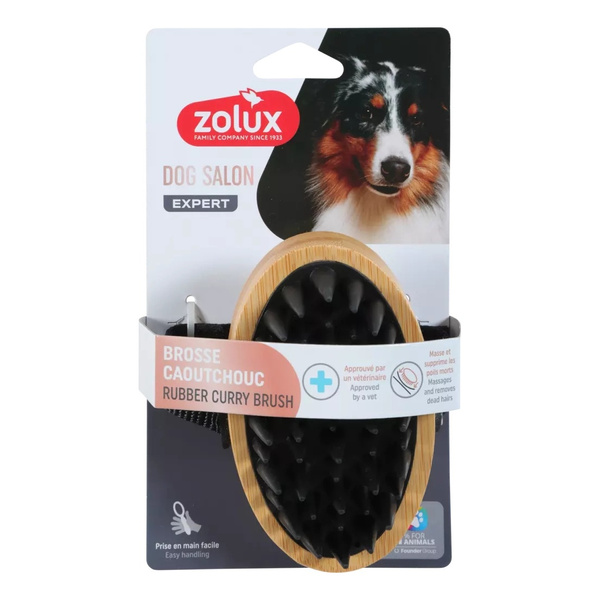 ZOLUX Gumowa szczotka drewniana dla psa do masażu DOG SALON