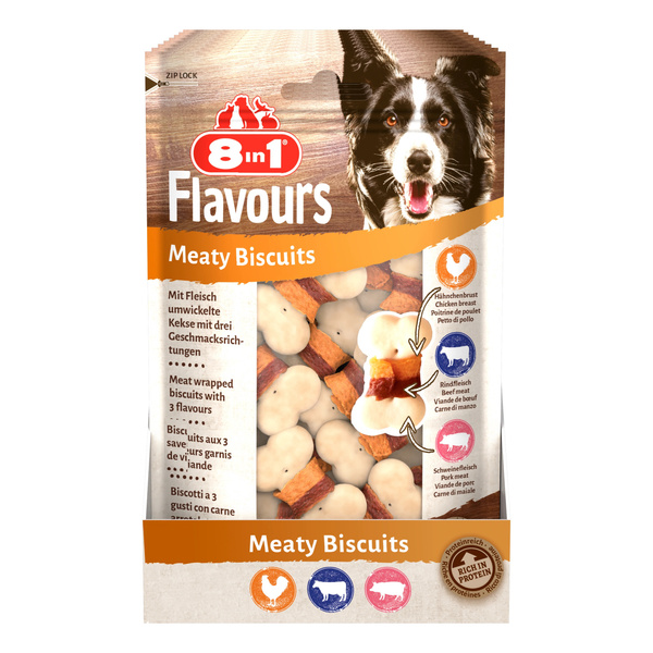 8in1 Przysmak dla psa mięsne ciasteczka FLAVOURS 100g