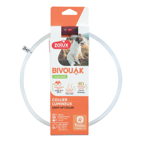 ZOLUX Obroża LED dla psa świecąca silikonowa BIVOUAK przezroczysta czer