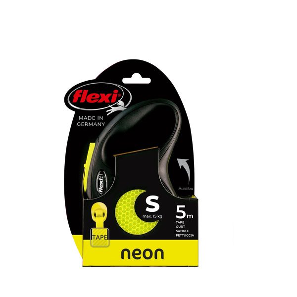 FLEXI Smycz automatyczna dla psa New Neon S taśma 5 m kol. żółty