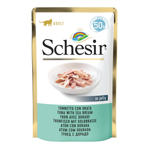 Schesir Karma mokra dla kotów tuńczyk z doradą w galarecie 50 g