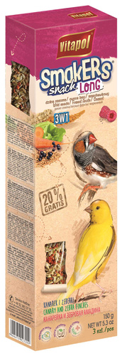 Vitapol SMAKERS LONG MIX 3w1 DLA KANARKA I ZEBEREK dzikie nasiona/owoce lasu/marchewkowy