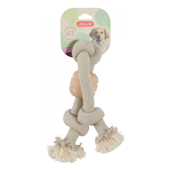 ZOLUX Zabawka sznurowa dla psa 3 węzły drewniany krążek WILD MIX 24,5cm
