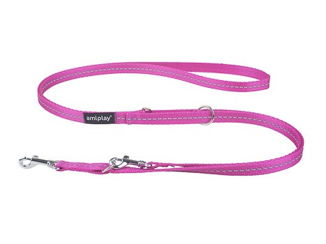 amiplay Smycz regulowana 6in1 Reflective S 100-200x1cm Rożowy