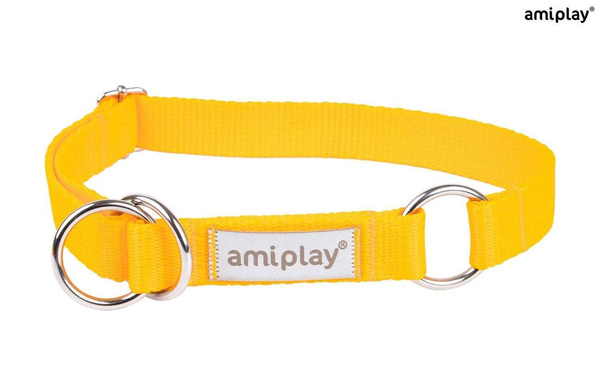 amiplay Obroża SAMBA półzaciskowa XL 40-60x2,5cm Żółty