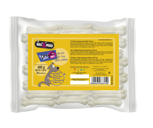 KOŚĆ PRASOWANA BIAŁA 10cm, 20szt/op, 600g/op, 20opak/karton
