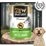 Mokra Karma Dla Psa Bogata w Królika Puszka 800g Zew Natury PREMIUM