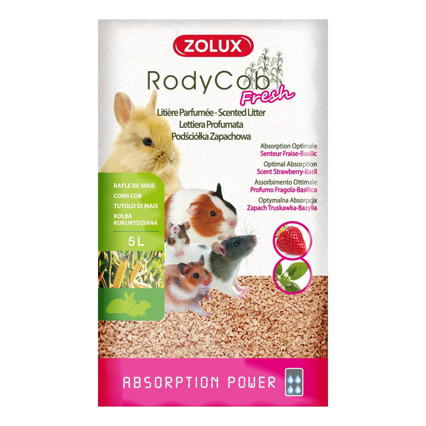 ZOLUX Ściółka dla królika,gryzoni roślinna RodyCob FRESH truskaw-bazylia 5l