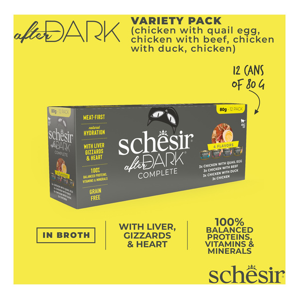 Schesir After Dark multipack karma mokra dla kota mix smaków 12x80 g