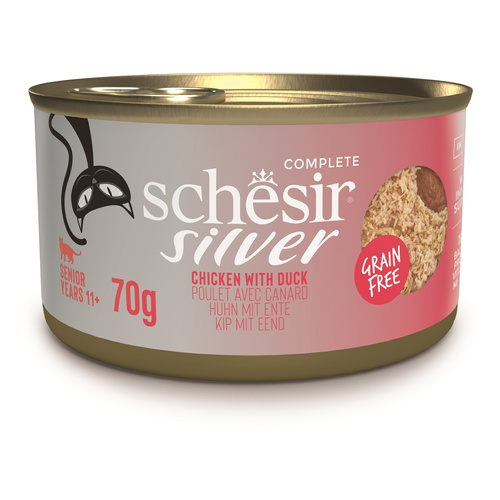 Schesir Silver karma mokra dla kota mus z rozdrobnionym kurczakiem i kaczką 70 g