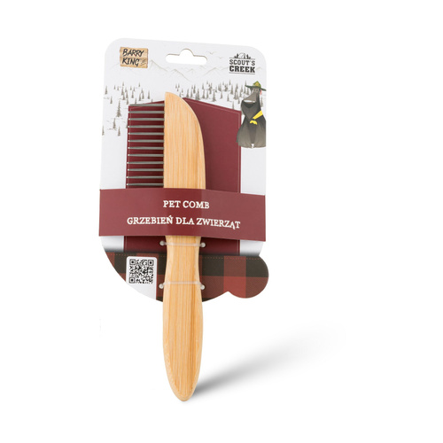 Barry King Grzebień dla zwierząt, z bambusową rączką, 6,5 x 21,5 cm