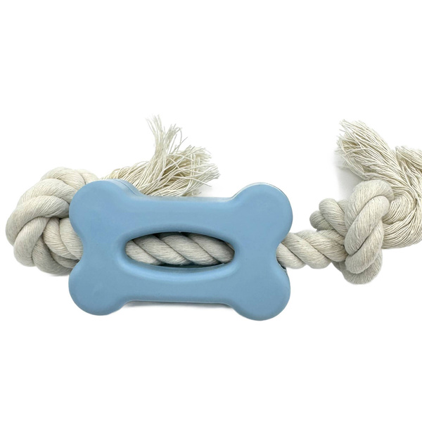 Mr. Pretzel Gryzak gumowy Kość ze sznurem dla psa 8 cm