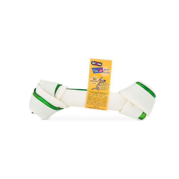 Kość wiązana dwukolorowa, biało-zielona 16, 5cm, 10szt/op, 500g/op, 20 op/karton
