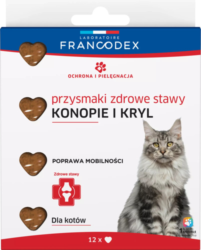 Francodex Przysmak dla kota na zdrowe stawy, kryl i olej konopny 12szt