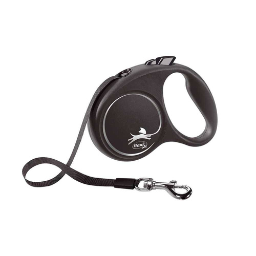 FLEXI Smycz automatyczna Black Design S taśma 5m/ 15kg czarny