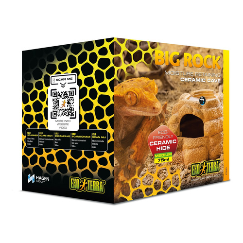 Eao Terra Big Rock kryjówka z miską do terrarium ceramiczna M 15x18x11 cm 75 ml