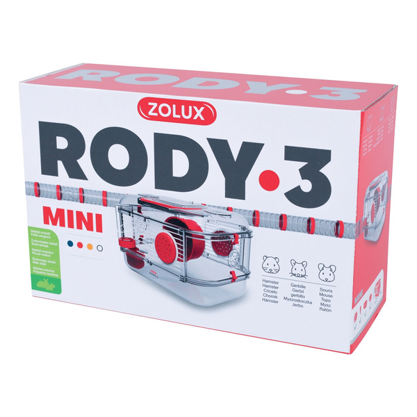 ZOLUX Klatka dla chomika, myszki RODY 3 MINI kol. czerwony