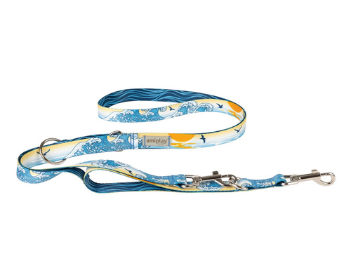 amiplay Smycz regulowana 7in1 BeNature M 100-200x2cm Waves