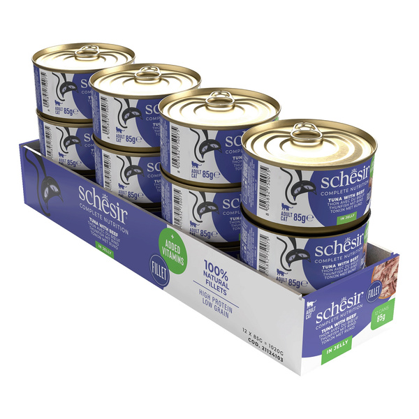 Schesir C&B karma mokra dla kotów tuńczyk z wołowiną w galarecie 85 g